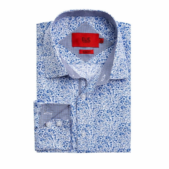 Elie Balleh Boy's White Slim Fit Floral Print Button-Down Shirt