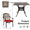 thumbnail image 6 of Haverchair 5 Piece Cast Aluminum Outdoor Patio Dining Set with Chairs and Cushion, Bronze/Red, 6 of 8