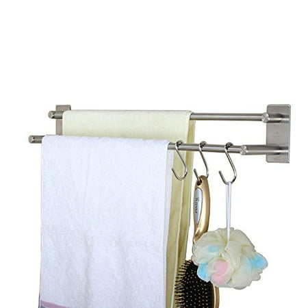 304 Stainless Steel Self adhesive Double Towel Bar Bath Wall Shelf Rack Hanging Towel Hanger 16
