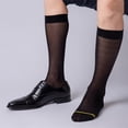 thumbnail image 5 of Mens Fashion Sheer Over the Calf Long Socks Stretchy Breathable See Through Striped Dress Suit Socks for Business Wear, 5 of 8