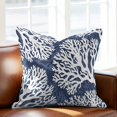 thumbnail image 2 of Throw Pillow Covers, Navy Blue Coral Coastal Decorative Throw Pillow Covers 18x18 Inch, Summer Nautical Ocean Beach Square Linen Pillow Cases for Couch/Living Room/Sofa, 2 of 9