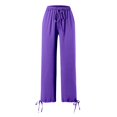 thumbnail image 5 of MNCEKFOD Womens Jeans Flowy Wide Leg Culottes with Pockets Drawstring Elastic Waist Loose Relaxed Fit Comfortable Trousers Purple XL, 5 of 5
