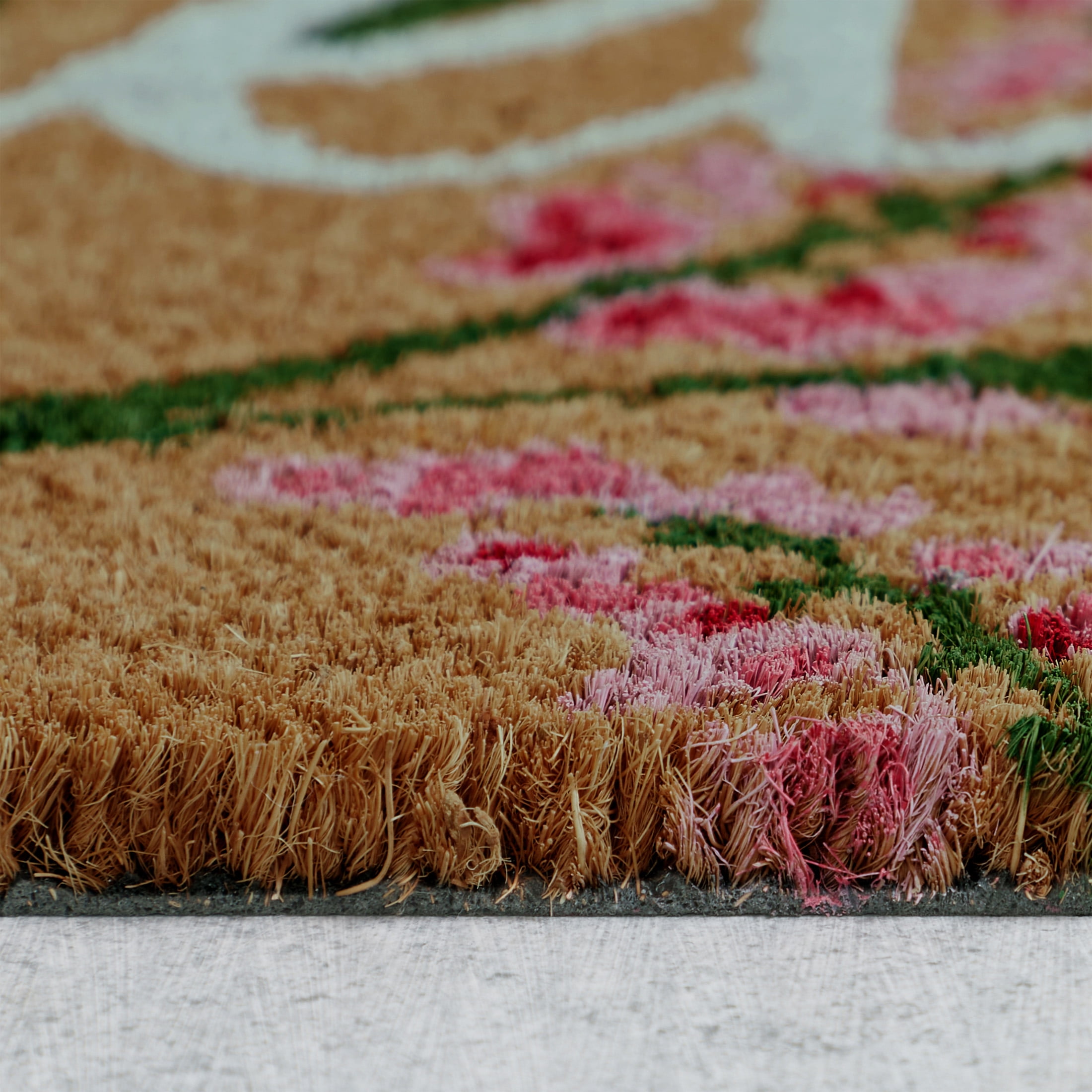 Painted Coir Doormat Hello Flowers 30x17 Porch Mat Front Door Mat 