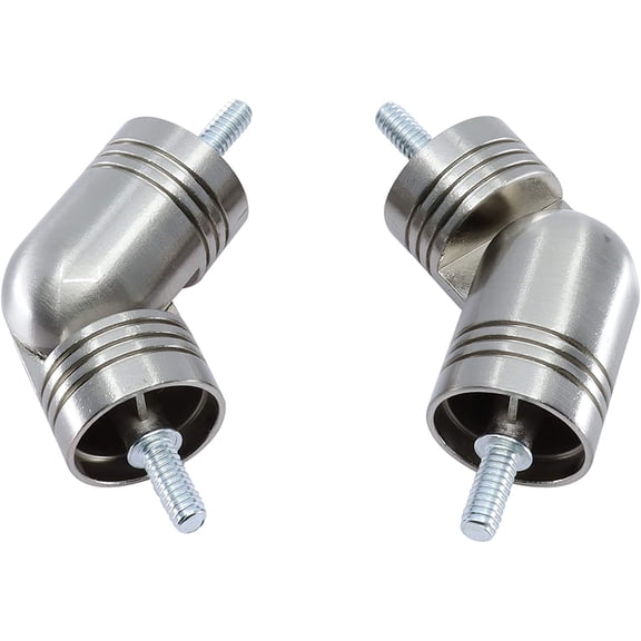 MERIVILLE Hinged Elbow Connector - Designed for Bay Window Curtain Rods or Corner Drapery Rods up to 1 1/8" Diameter, Satin Nickel Finish, 2 Pcs