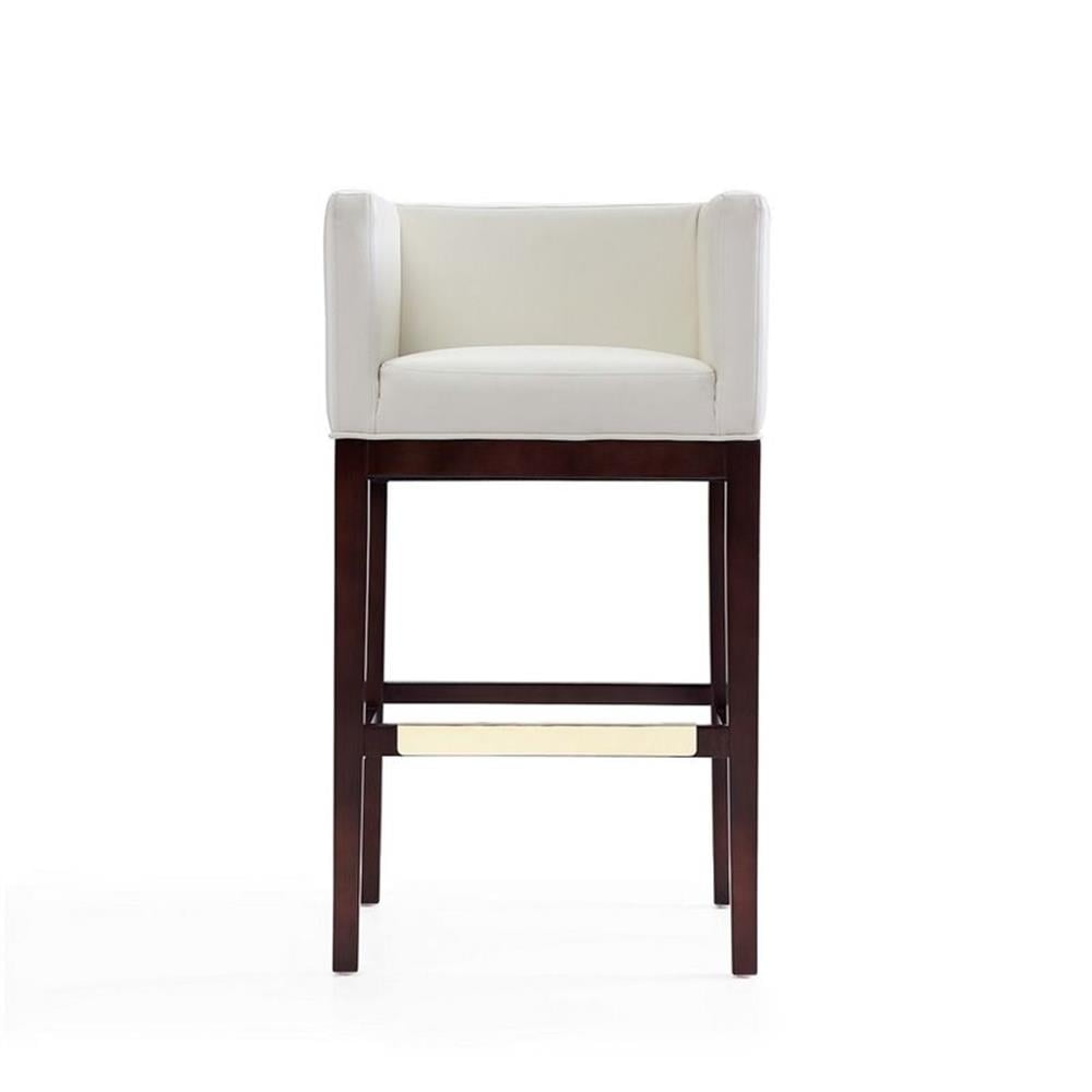 Manhattan Comfort Kingsley 30" Faux Leather Barstool in Ivory (Set of 3)
