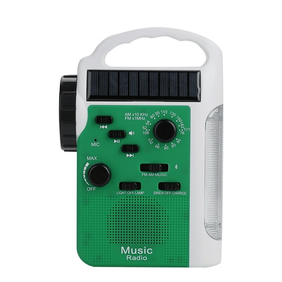 ZOUSSIQI 76-108MHz FM/530-1710KHz AM Solar FM Radio Bluetooth Call Solar Hand Crank Radio - Green EL225#66028