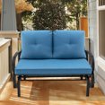 thumbnail image 2 of Costway Patio 2-Person Glider Bench Rocking Loveseat Cushioned Armrest Blue, 2 of 8
