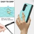 thumbnail image 5 of Dteck for Samsung Galaxy Z Fold 6 Wallet Case with Ring and Credit Card Holder, Cash Slot, Premium Leather Magnetic Clasp Kickstand Heavy Duty Protective Cover,Mint, 5 of 7