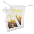 thumbnail image 2 of Paris Fabric Pouch Set of 2, Eiffel Tower with Tulip and City Silhouette Nostalgic Town Floral Romantic, Drawstring Bag for Toiletries Masks and Favors, 9" x 6", Orange Yellow Brown, by Ambesonne, 2 of 2
