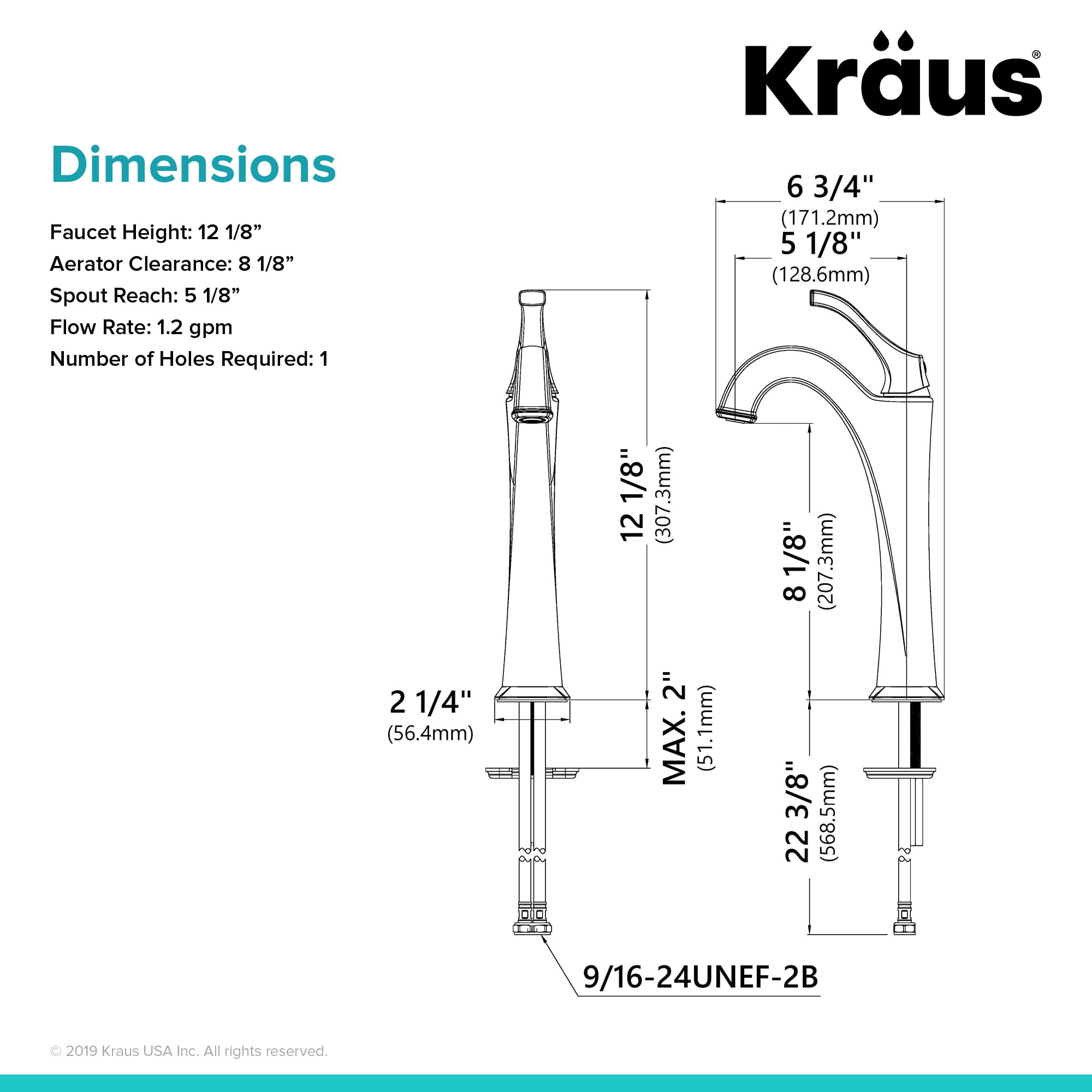 KRAUS Arlo Chrome Single Handle Vessel Bathroom Faucet with Pop Up Drain
