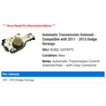 thumbnail image 2 of Automatic Transmission Solenoid - Compatible with 2011 - 2013 Dodge Durango 2012, 2 of 4