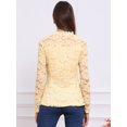 thumbnail image 3 of DARING DIVA Women's Lace Square Neck Long Sleeve Stretch Peplum Blouses S Yellow, 3 of 6