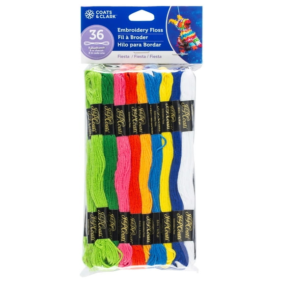 J & P Coats Embroidery Floss Value Pack, Fiesta, 8.75yds, Cotton