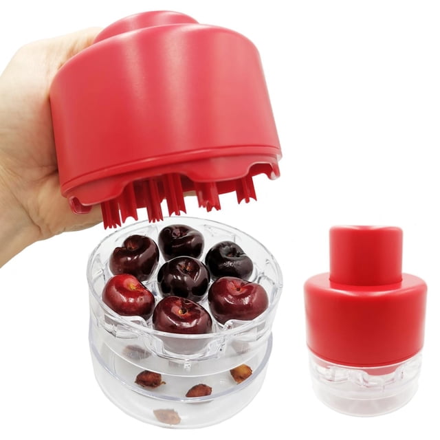 Vegetable Peeler Stainless Steel Multi Cherry Pitter Tool Cherry Stone Remover For Multiple Cherries 7 Stones One Time Fruit For Kitchen Cherry Jam Quick Release Multi Cherry & Olive Pitter