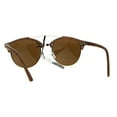 thumbnail image 4 of Mens Retro Hipster Half Horn Wire Flat Top Round Sunglasses Light Wood Brown, 4 of 4