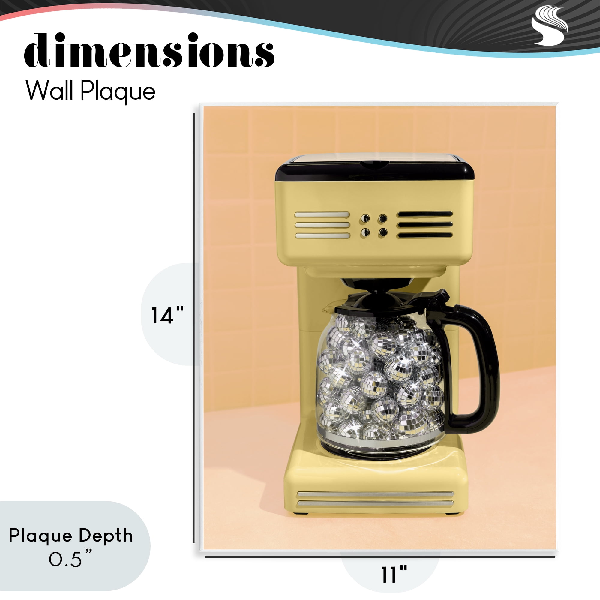 Stupell Industries Disco Coffee Maker over Yellow Wall Plaque Art, design by LISH Creative