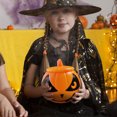 thumbnail image 2 of Halloween Pumpkin Candy Bucket Plastic Pumpkin Pail with Handle and Lid Halloween Party Candy Storage Holiday Home Decor,1pack, 2 of 4
