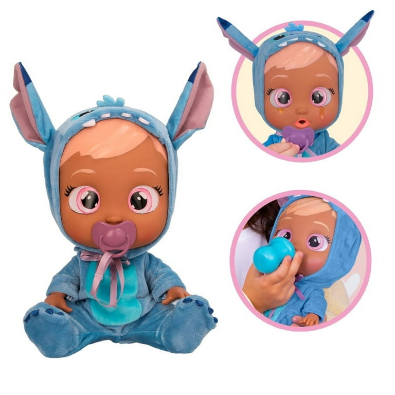 Cry Babies Disney Nurturing Baby Doll Inspired by Stitch Dressed up in His Personalized Blue Pajamas And Cries Real Tears For Kids Age 18 Months and up Walmart