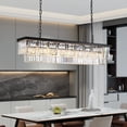 thumbnail image 1 of NOXARTE Rectangle Chandeliers for Dining Room, Modern Rectangular Crystal Chandelier Black 8 Lights Pendant Fixture for Kitchen Island Bar Living Room L47 Inch, 1 of 4