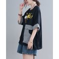 thumbnail image 2 of Women Loose Casual Short Sleeves Crewneck Letters Print Tshirt Tops GA2244 Black, 2 of 4