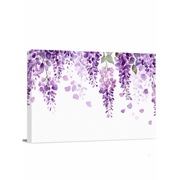 Wisteria Flowers Wall Art for Living Room,Canvas Picture Wall Decor for Bathroom Bedroom,Purple Floral Warercolor Summer Painting Artwork for Office Kitchen Hallway Dining Room Home Decor 24"x32"