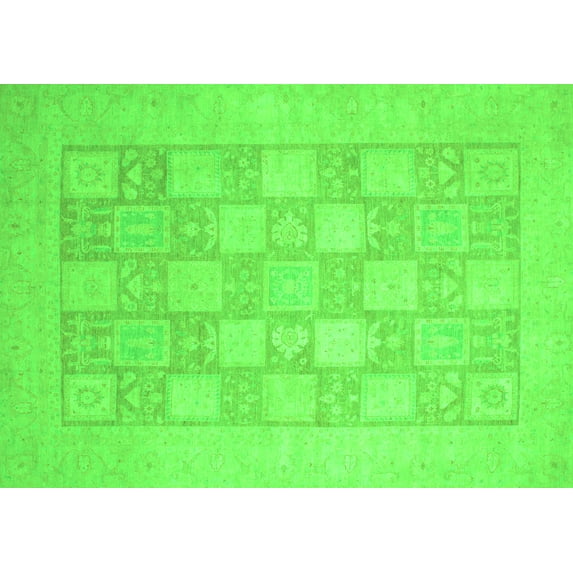 Ahgly Company Indoor Rectangle Abstract Green Modern Area Rugs, 7' x 10'
