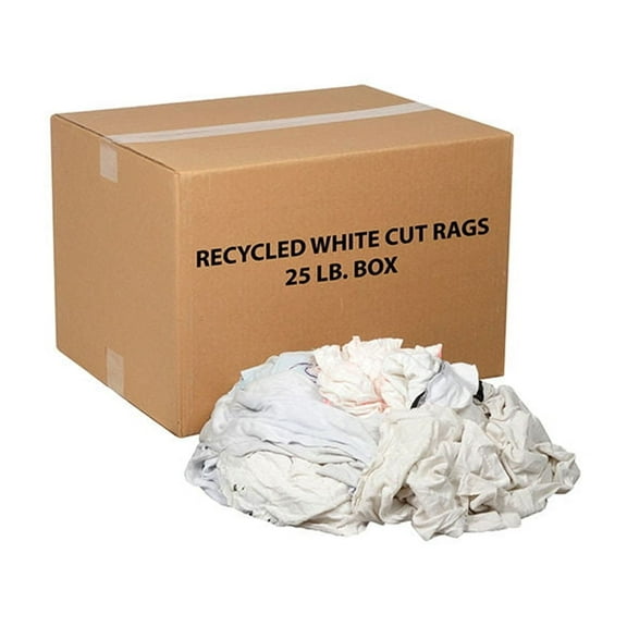 Global Industrial 670222 Recycled Cut Rags - White - 25 lbs