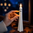 thumbnail image 4 of 4 Pack, Halloween Flameless Candles 10 Inch Spooky Halloween Decor Ghost Face Led Candles for Indoor Table Mantel Party Haunted House Halloween Decorations, White, 4 of 7