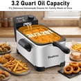 thumbnail image 2 of Bluebow Electric Deep Fryer with Basket, 3.2QT/3L Oil Capacity for Home Use, 1700W Immersion Fryer, Adjustable Temperature, Lid with Easy-viewing Window, Stainless Steel, 2 of 9