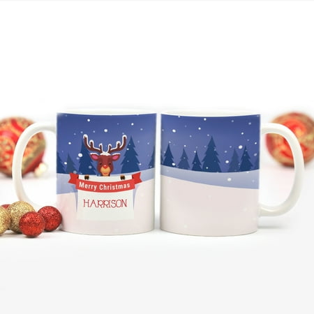 - Red Nose Reindeer Personalized Ceramic Large Coffee Mug (11oz or 15 oz)