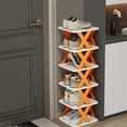 thumbnail image 1 of Tignapoo 6-Tier Adjustable Shoe Organizer - Vibrant Orange, Space-Saving DIY Shoe Rack for Home Storage, Sturdy PP Material, Fits Most Shoes & Small Items, 1 of 6
