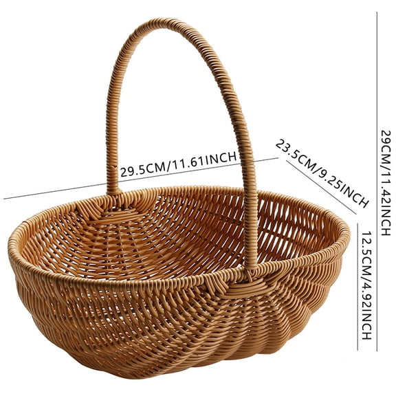 Willow Picnic Hamper,Wicker Picnic Basket with Handle,Garden Harvest Empty Easter Candy Basket,Oval Willow Woven Storage for Organizing, Fruit Egg Storage Gathering Wedding Gifts(Brown2)