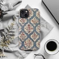 thumbnail image 6 of Vintage Floral iPhone Case for iPhone 16 15 14 13 12 11, Persian-Inspired Blue & Cream Elegant Pattern, Boho Protective Cover, 6 of 6