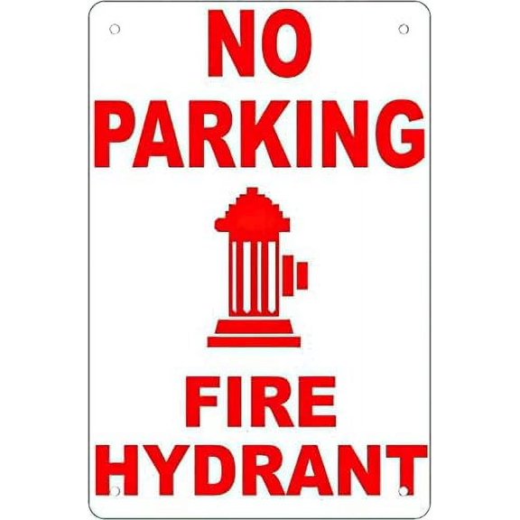 Funny Retro Metal Tin Sign No Parking Fire Hydrant Wall Decoration Use Indoor/Outdoor-Great Gift and Decor Rustic Art-Print at Home Poster Tin Awesome Poster Unframe 8"x12"