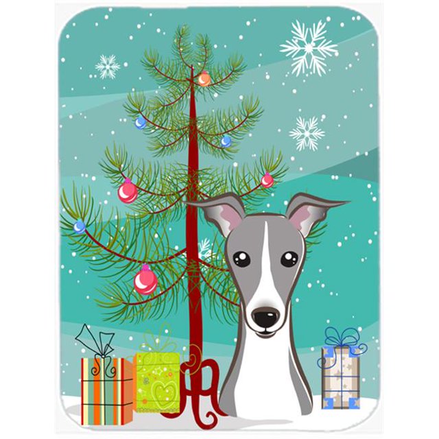 Christmas Tree And Italian Greyhound Mouse Pad, Hot Pad & Trivet