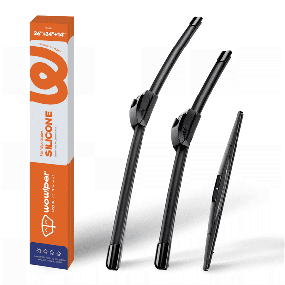 WOWIPER Silicone Windshield Wiper Blades with Rear Wiper Blade for Honda Pilot 2016-2022, Isolate Water Repellency Conventional All-Season- 26" 24" 14"