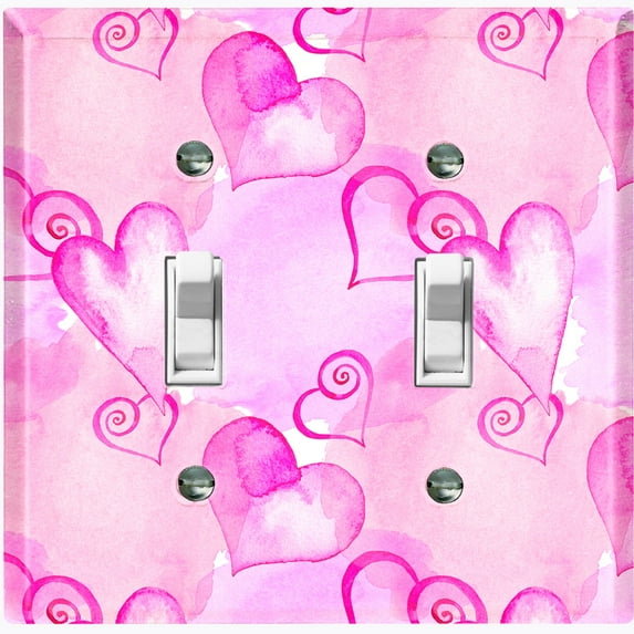Metal Light Switch Plate Cover Purple Pink Watercolor Love Hearts LOV010