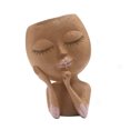thumbnail image 1 of maceta de cabeza de niña, maceta de caras bonitas, macetas de estatua femenina, macetas suculentas de resina artística con orificio de drenaje para plantas de interior y exterior (marrón) Zefei Wu 8390615171519, 1 of 5