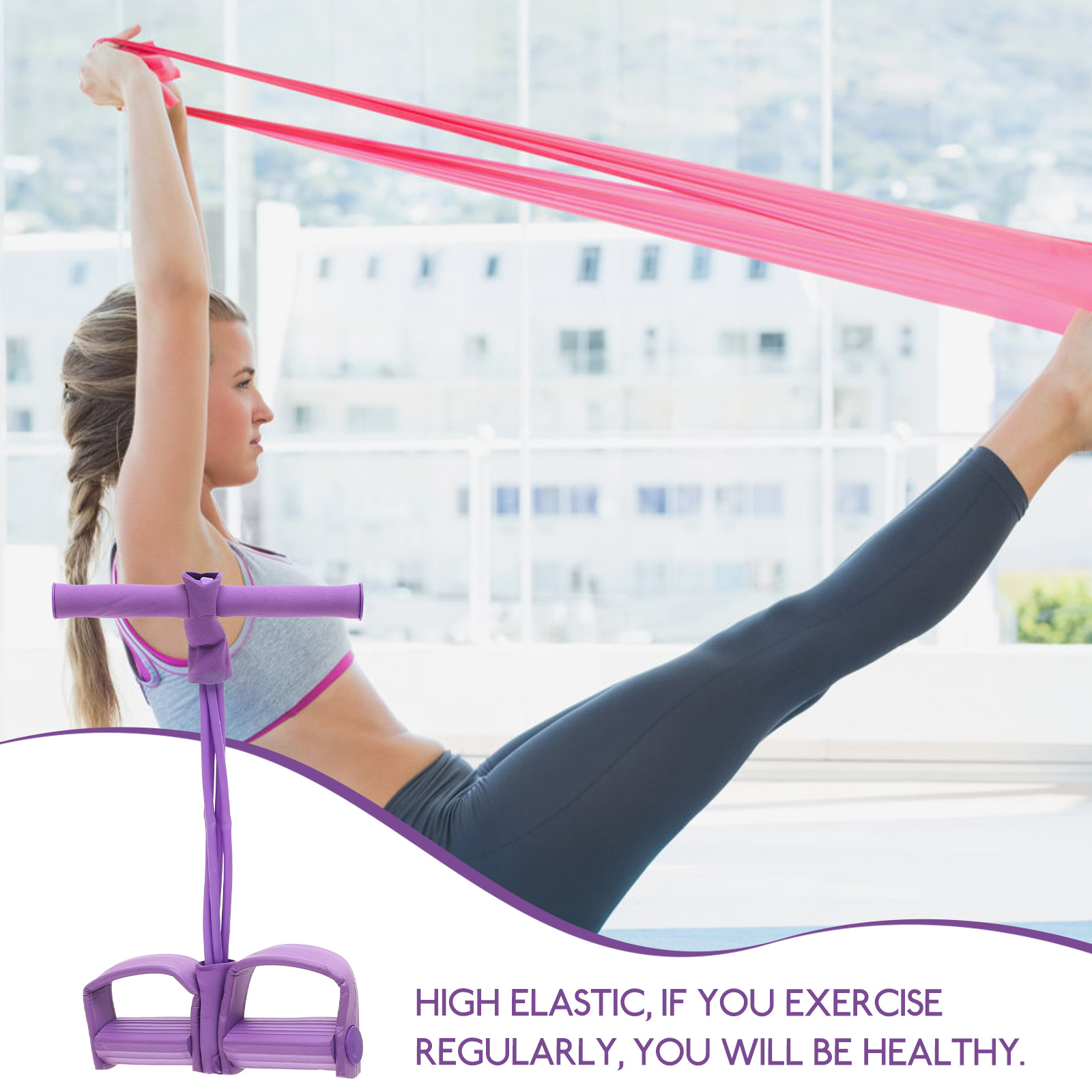 Foot Pedal Puller Yoga Resistance Band Foot Pulling Band for Home (Purple)