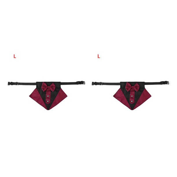 Methold Mascota Bandana Bowknot Mascota Pañuelo Algodón Decoración Animal Babero Bufanda con Collar, Rojo Negro, L Negro rojo L 2piezas