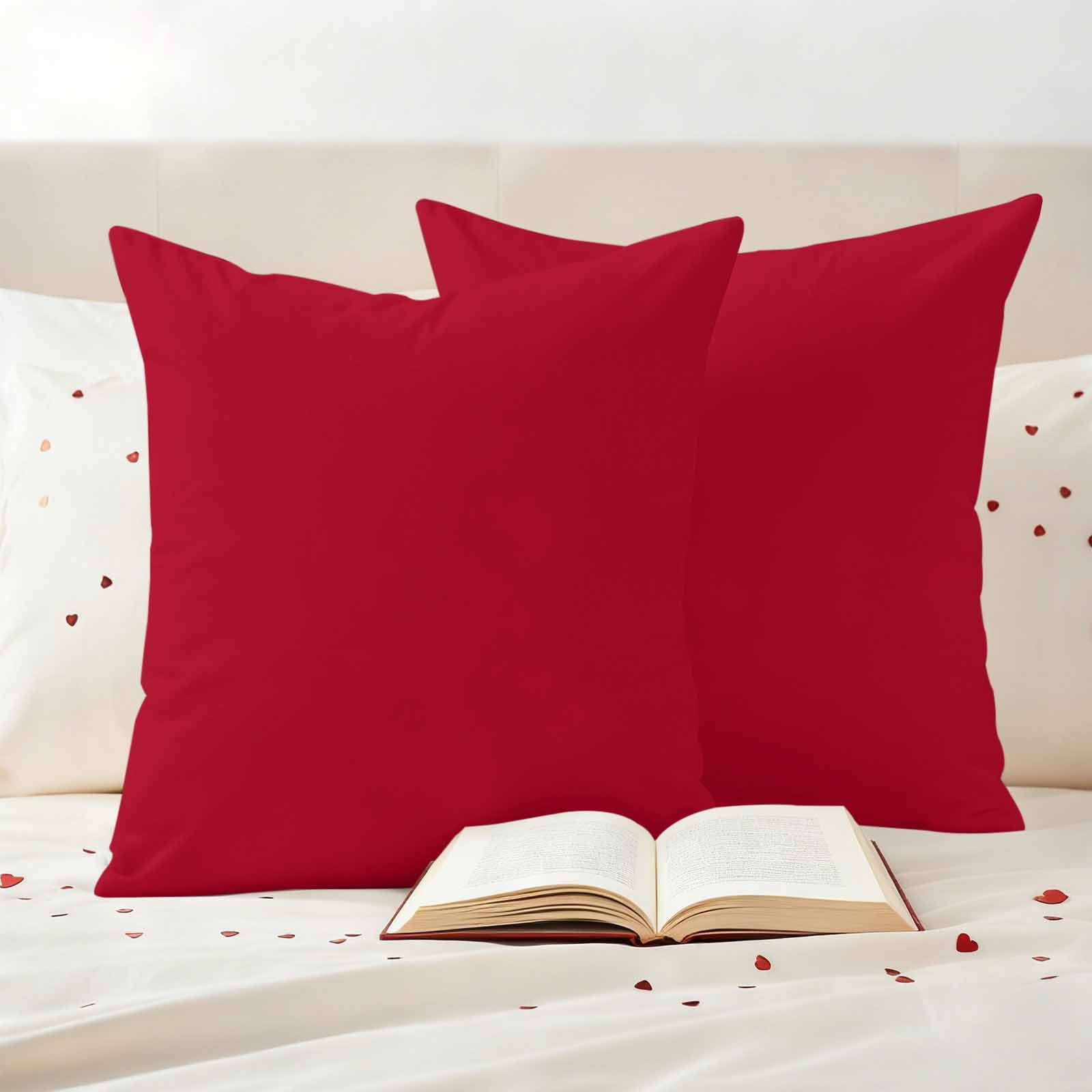Outdoor Pillow Covers Red Pure Color Waterproof Pillow Cases 18x18 Set of 2, Watercolor Throw Pillow Cover Pillowcase for Patio Balcony Couch Garden