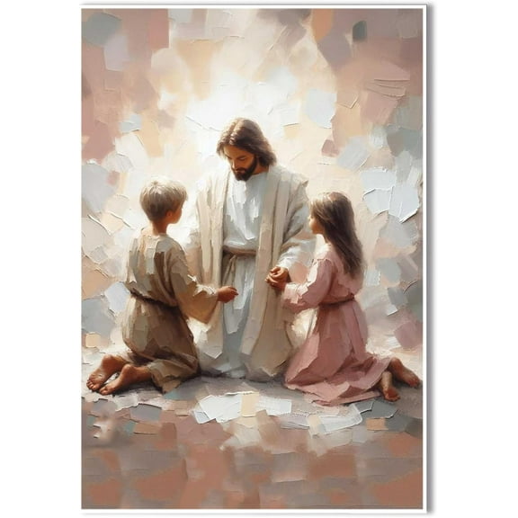 AVOI Family Faith Christian Wall Art Jesus Christ and Child Jesus Family Art Digital Bible Wall Art Christian Family Painting Canvas Wall Art Poster Unframe: 16x20in