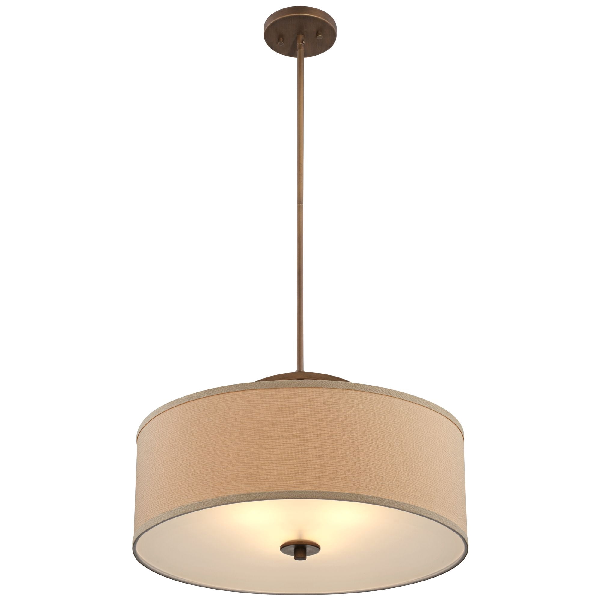 Possini Euro Design Brushed Bronze Drum Pendant Chandelier 20" Wide Modern Sand Stone Linen Shade Fixture for Dining Room House