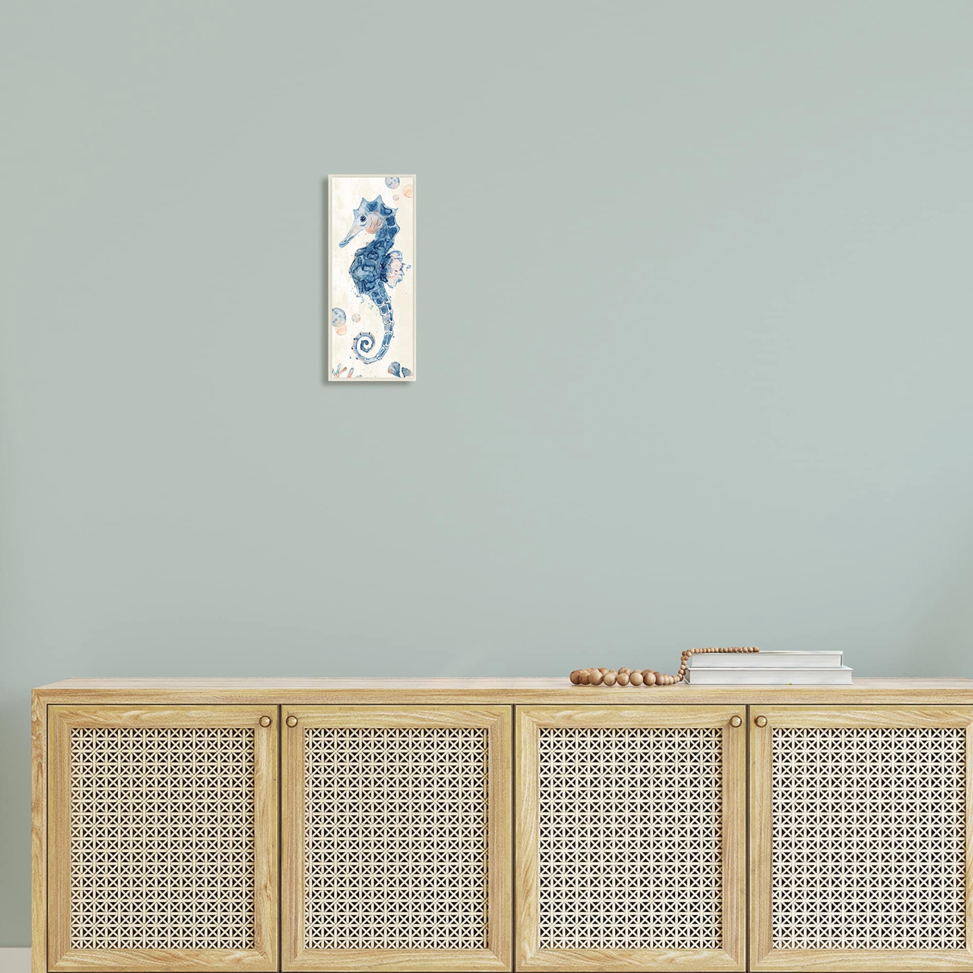 Stupell Industries Detailed Blue Seahorse Underwater Coral Watercolor , 7 x 17, Design by ND Art