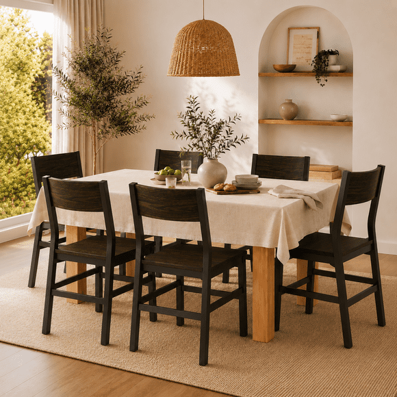iPormis 35''Tall Dining Chairs Set of 6, Dining Room Chairs with MDF Board & Metal Frame, Perfect for Small Space, Easy Clean,Espresso