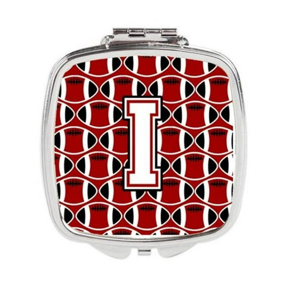 Letter I Football Cardinal & White Compact Mirror