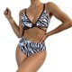 thumbnail image 1 of Bikini a rayas de dos piezas para mujer, traje de baño de dos piezas con cintura alta y rayas de cebra para playa, natación, fiesta, rayas XL, 1 of 8