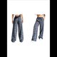 thumbnail image 3 of Pantalones Rectos con Estampado de Leopardo A Cuadros para Mujer, Cintura Elástica, Estilo Y2K, con Bolsillos. Cuadrícula Azul y S, 3 of 6