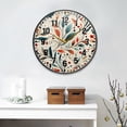 thumbnail image 2 of Yayeee Wall Clock Battery Operated 11.9" Silent Quartz Non-Ticking for Living Room Decor, Beige Whimsical Leaves, 2 of 8