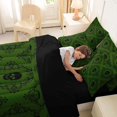 thumbnail image 5 of Homewish Hipple Sugar Skull 7-Piece King Bedding,Boho Damask King Bed in a Bag,Green,Halloween Horror Bed Set,Black Reversible, 5 of 8